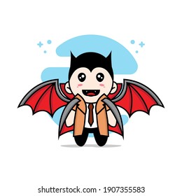 Un lindo diseño de carácter detective con disfraz dracula. Concepto de diseño de mascota