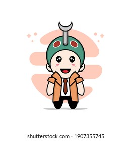 Cute detective character wearing beetle costume. Mascot design concept