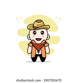 Cute detective character wearing cowboy costume. Mascot design concept