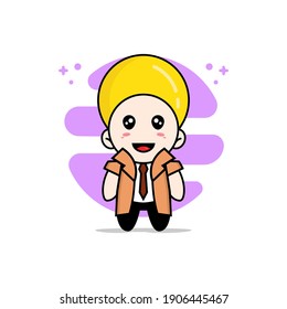 Cute detective character wearing lemon costume. Mascot design concept