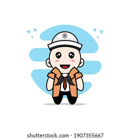 Cute detective character wearing sailor costume. Mascot design concept