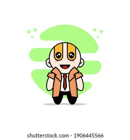 Cute detective character wearing superhero costume. Mascot design concept