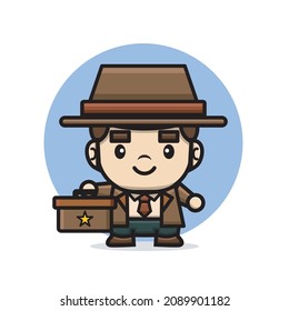 cute detective holding a box