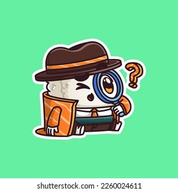 cute detective sushi looking for answers