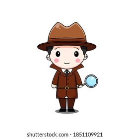 Cute Detective Vector Illustration Chibi Character Stock Vector ...