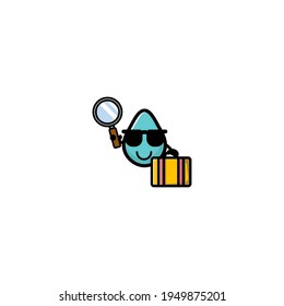 Cute Detective Water Cartoon Character Vector Illustration Design. Outline, Cute, Funny Style. Recomended For Children Book, Cover Book, And Other.