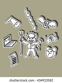 Cute Devil businessman doodle vector art