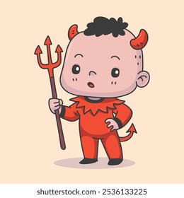 Cute devil in cartoon style