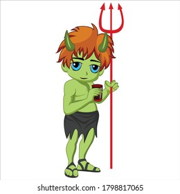 Cute devil cartoon vector art and illustration