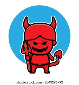 Cute devil Cartoon Vector Icon Illustration. halloween illustration Concept