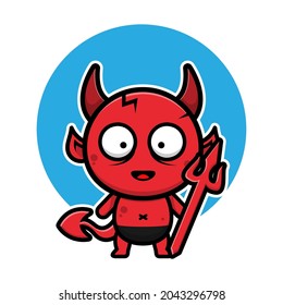 Cute devil Cartoon Vector Icon Illustration. halloween illustration Concept