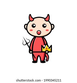 cute devil character on white background