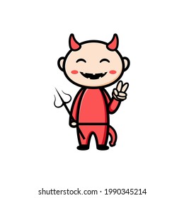 cute devil character on white background