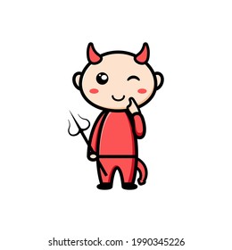 cute devil character on white background