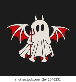 Cute Devil Ghost with Trident for Halloween