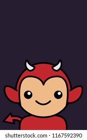 Cute devil halloween cartoon, vector illustration