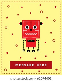 cute devil halloween robot message