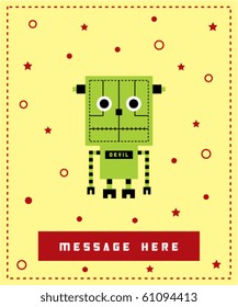 cute devil halloween robot message