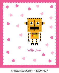 cute devil halloween robot valentine card