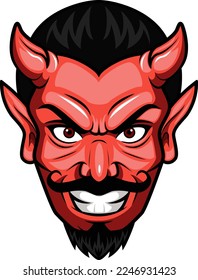 Cute devil head cartoon mascot