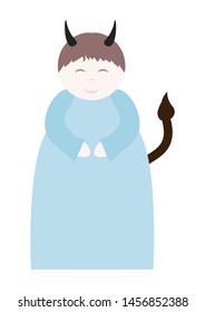 Cute devil icon, pastel color.Vector illustration isolated on white background.