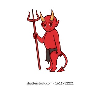 Cute Devil Illustration with Cartoon Style