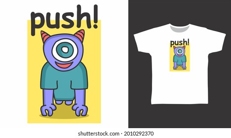 Cute devil illustration t-shirt design concept.