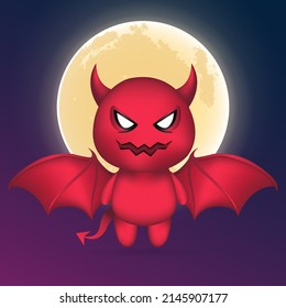 Cute Devil Kids Vector. Cute Demon Kid Vector. Halloween Costume Vector