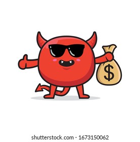Cute devil mascot character design vector