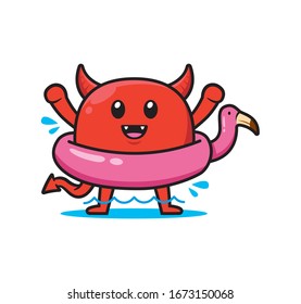 Cute devil mascot character design vector