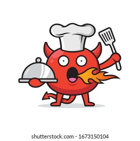 Cute devil mascot character design vector