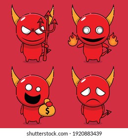 cute devil mascot logo character