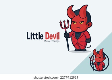Cute Devil In Red Tuxedo Carrying Trident svg