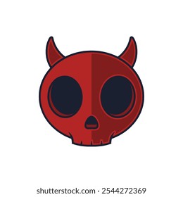 Cute devil skull logo vector illustration. Red devil skull simple logo emblem design.