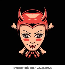 cute devil tattoo vector design