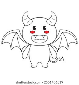 Cute Devil Vetor - Design de Desenho Animado Divertido e Adorável