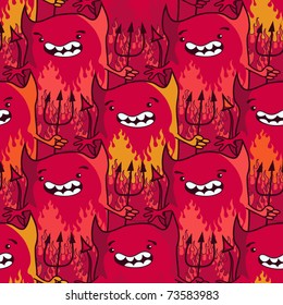 Cute devils - seamless cartoon pattern