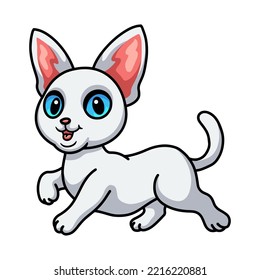 Cute devon rex cat cartoon jumping