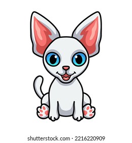 Cute devon rex cat cartoon sitting