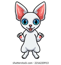 Cute devon rex cat cartoon standing