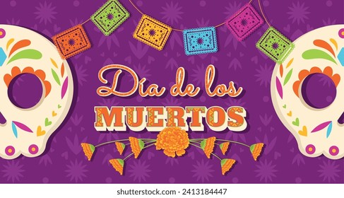 Cute dia de los muertos poster Vector illustration