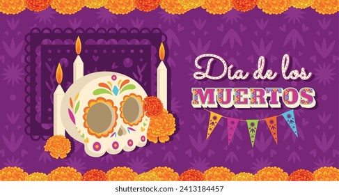 Cute dia de los muertos poster Vector illustration