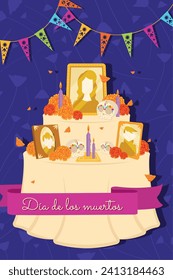 Cute dia de los muertos poster Vector illustration