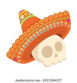 Cute dia de los muertos skull Vector illustration