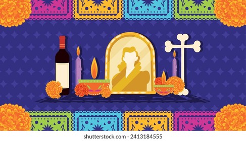 Cute dia de los muertos poster Vector illustration