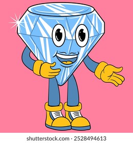 Ilustração de vetor de desenhos animados de direção de diamante bonito