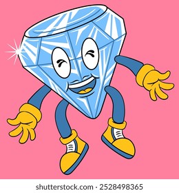 Ilustração de vetor de desenhos animados riscados com diamante bonito