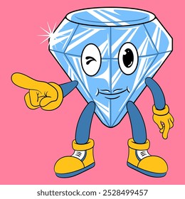 Ilustración vectorial linda de la historieta que apunta del diamante