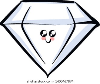 Un diamante lindo que es muy gordo y gran resplandor brillante, vector, dibujo de color o ilustración.