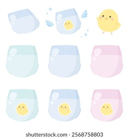 Cute diaper illustration material set